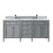 James Martin Vanities Brittany 72in Double Vanity, Urban Gray w/ 3 CM Carrara Marble Top 650-V72-UGR-3CAR - alternate 1